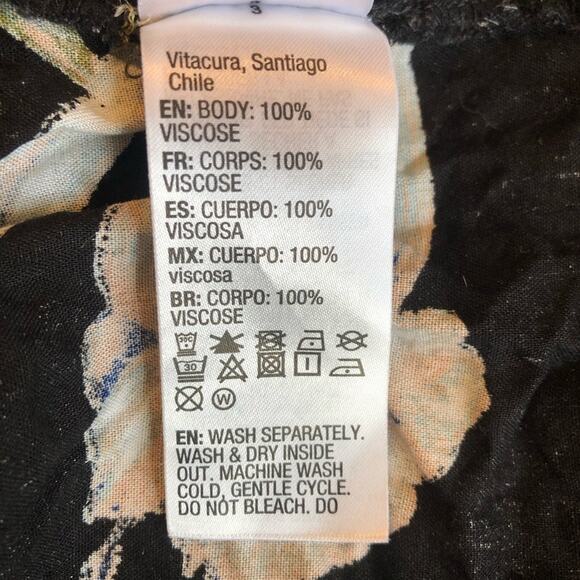 Roxy Floral Top Women’s Small Tropical Black Ruffle Hawaiian Surfer Summer - Picture 7 of 7